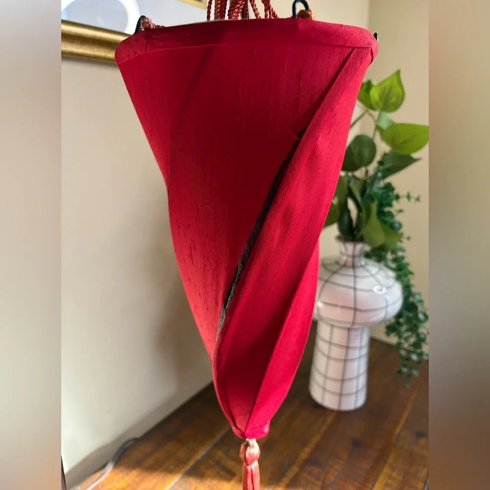 Sale🔥🔥🔥Pottery Barn Medina Moroccan Style Table Lamp With Maroon Fabric Shade - Picture 8 of 10